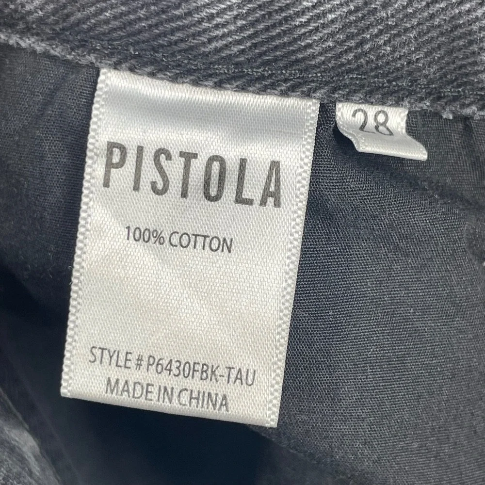 Pistola Black Distressed High Rise Straight Leg Button Fly Jeans Women 28